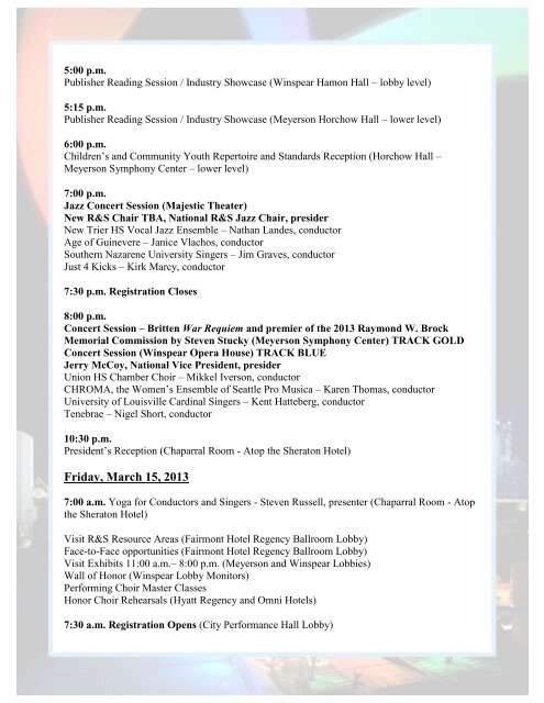 2013 ACDA National Conference Schedule of Events - Pacific ...