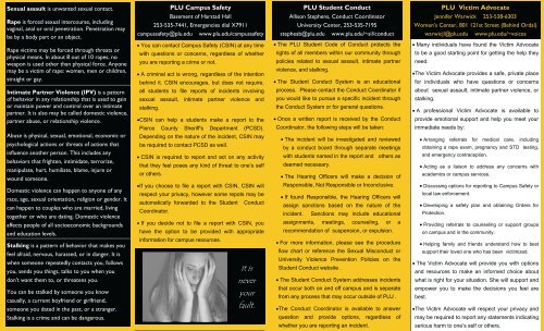 Sexual Assault, Intimate Partner Violence, and Stalking Brochure
