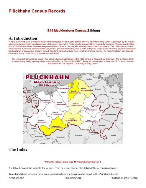 PlÃ¼ckhahn Census Records A. Introduction The ... - Plueckhahn.org
