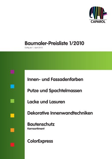 Baumaler Preisliste 2010 Umschlagseiten ... - Caparol Farben AG