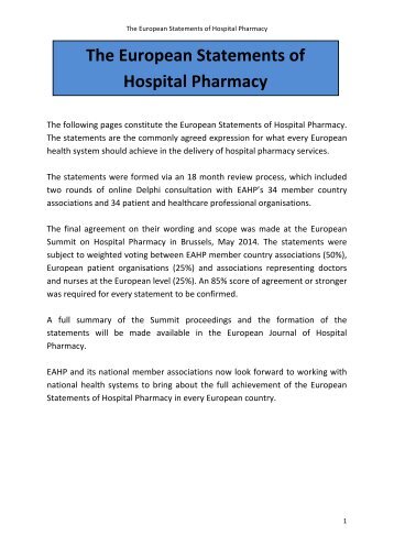 European Statements of Hospital Pharmacy