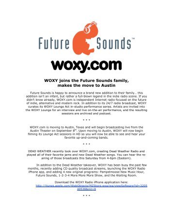 WOXY joins the Future Sounds family FINAL - +1 Records