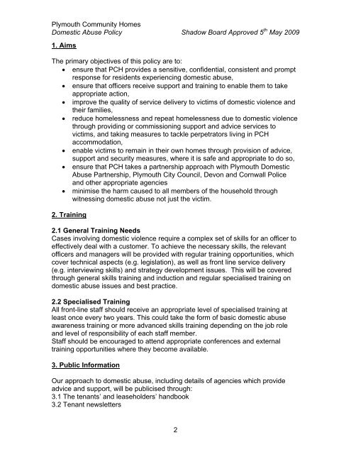 Domestic Abuse Policy (41.6kb) - Plymouth Community Homes