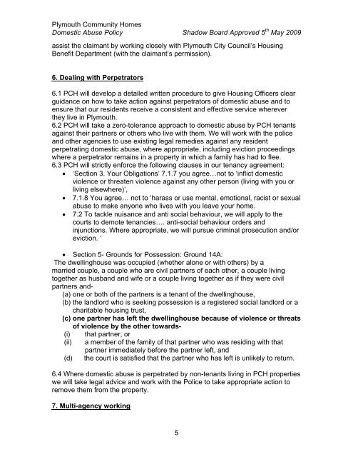 Domestic Abuse Policy (41.6kb) - Plymouth Community Homes