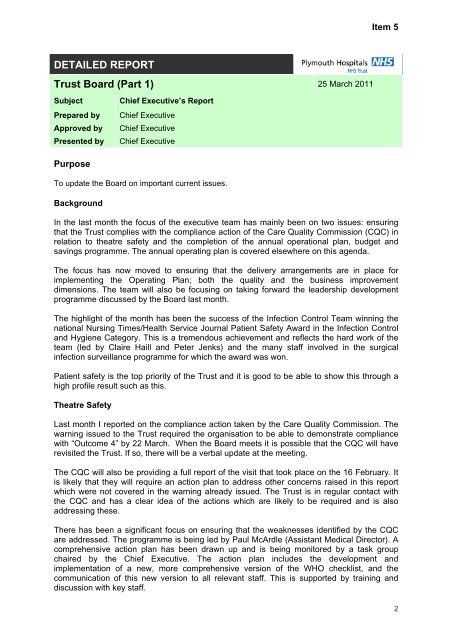 PHT Public Trust Board Papers March 2011.pdf - Plymouth Hospitals