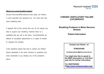 Motor Neurone Disease Information Leaflet - Plymouth Hospitals