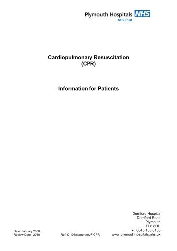 Patient Information Leaflet - CPR - Plymouth Hospitals NHS Trust