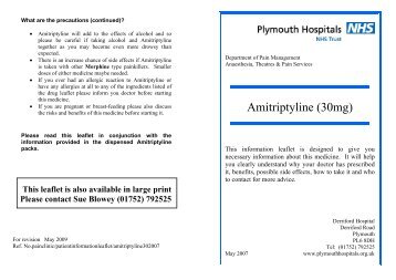 Amitriptyline (30mg) - Plymouth Hospitals