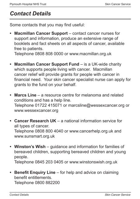Skin Cancer Service - Plymouth Hospitals