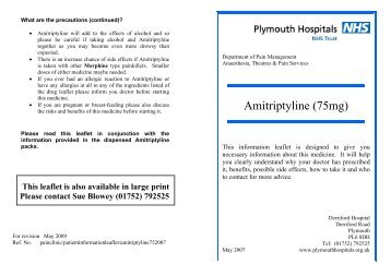 Amitriptyline (75mg) - Plymouth Hospitals