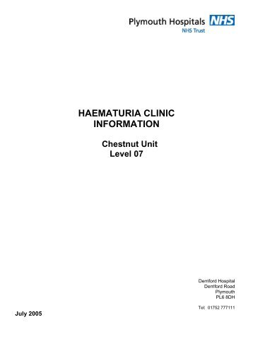 Haematuria Patient Information Leaflet - Plymouth Hospitals NHS Trust