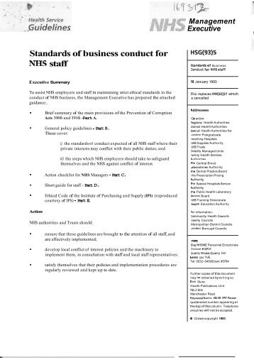 Standards of business conduct for NHS staff - Liverpool Community ...