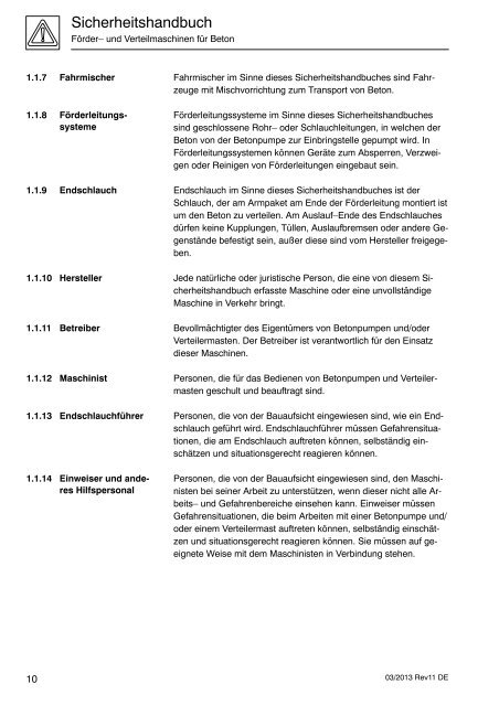 Sicherheitshandbuch - Putzmeister Akademie