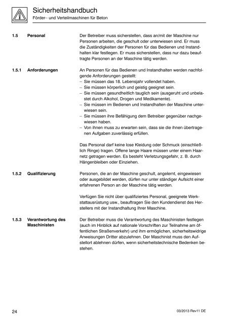 Sicherheitshandbuch - Putzmeister Akademie