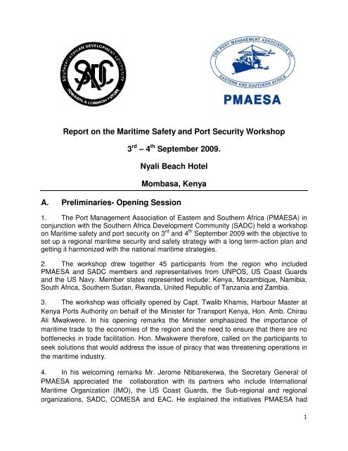 Report on the Maritime Safety and Port Security ... - PMAESA