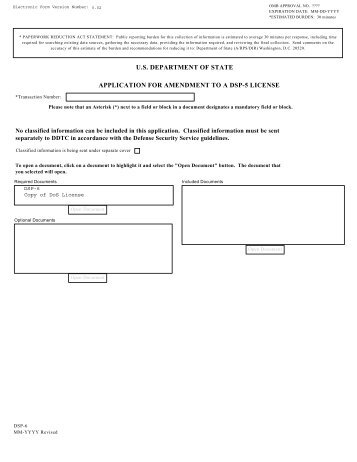 us department of state application for amendment to a dsp-5 license