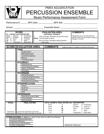 Percussion Ensemble Assessment Form