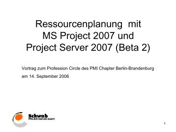 Ressourcenplanung mit - PMI Berlin/Brandenburg Chapter eV