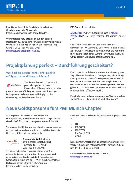 Juni 2013 - PMI Munich Chapter eV