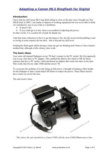 Adapting a Canon ML3 Ringflash for Digital - PM Studios