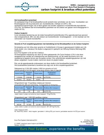 carbon footprint & broeikas  effect potentieel - Euro Pool System