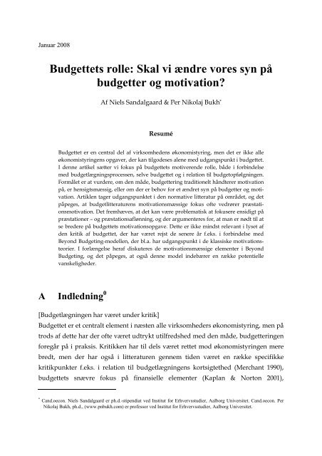 Budgettets rolle: Skal vi Ã¦ndre vores syn pÃ¥ budgetter og motivation?