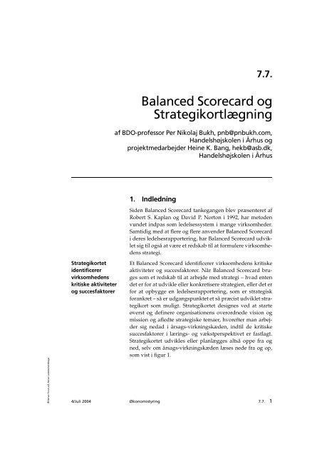 Balanced Scorecard og StrategikortlÃ¦gning - Per Nikolaj Bukh ...