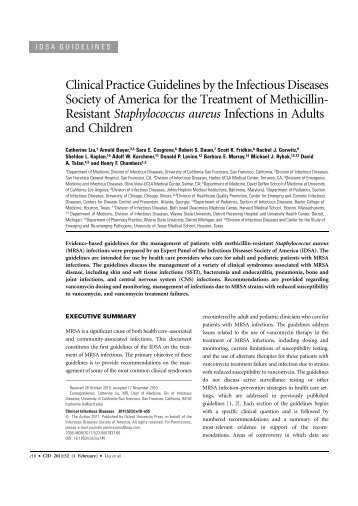 Clinical Practice Guidelines by the Infectious Diseases Society of ...
