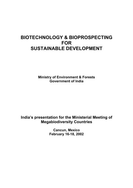 biotechnology & bioprospecting for sustainable development