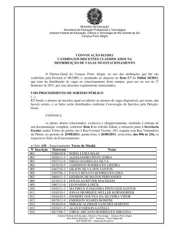 Clique aqui para ver a ConvocaÃ§Ã£o 013/2011 contendo a relaÃ§Ã£o ...