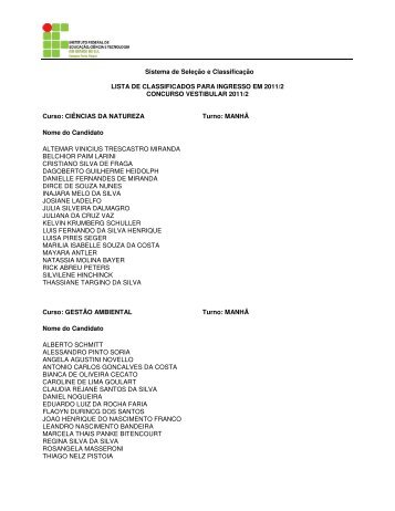 Lista de aprovados para ingresso em 2011/2