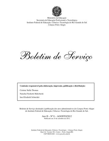 Ano II â NÂº 8 â AGOSTO/2012 - IFRS CÃ¢mpus Porto Alegre