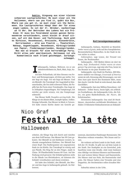 Nico Graf: Festival de la tête coupée. Kürbis und Kopf ab. Chaos ...