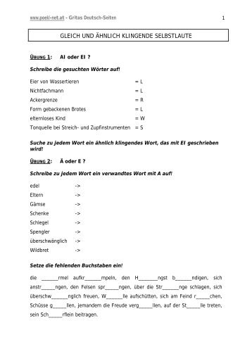 Gleich und ähnlich klingende Selbstlaute