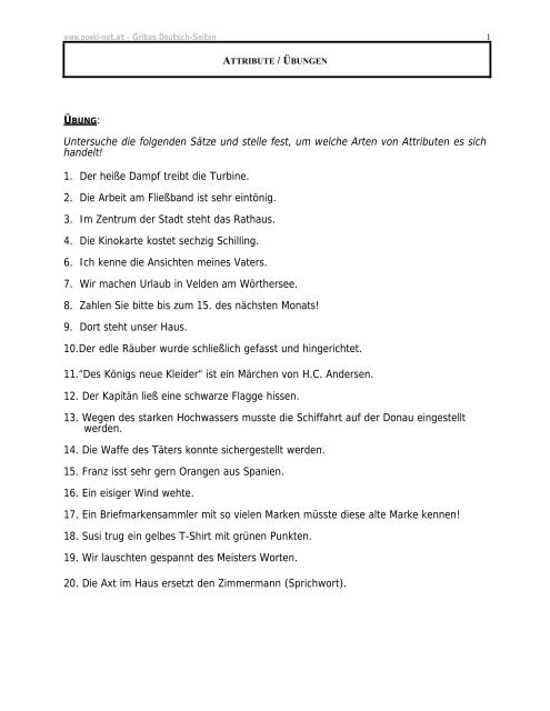 Attributsätze übungen Mit Lösungen