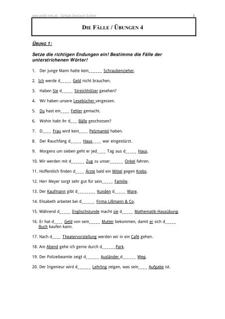 Die Fälle / Übungen 4
