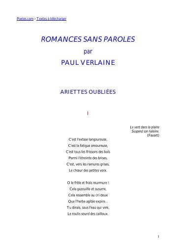 ROMANCES SANS PAROLES