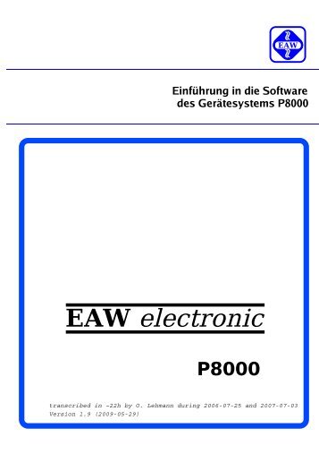 EinfÃ¼hrung in die Software des GerÃ¤tesystems P8000 - pofo.de