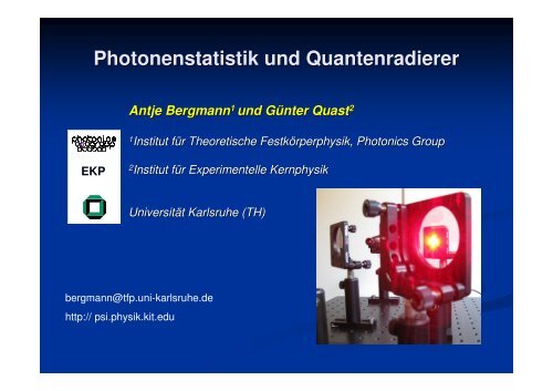 Photonenstatistik und Quantenradierer (inkl. Experiment) - pohlig