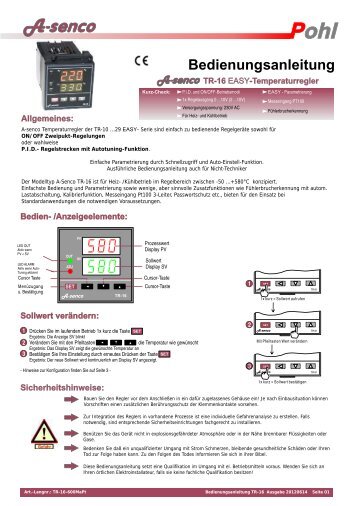 Bedienungsanleitung - Pohltechnik