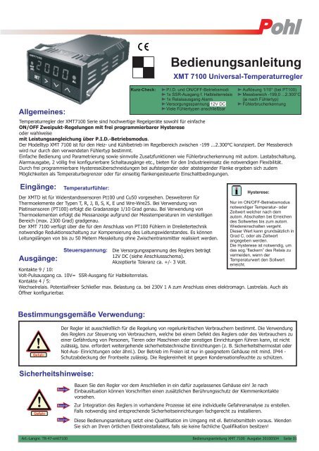 PID-Temperaturregler für PT100 Temperaturfühler