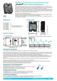 Montage-, und Betriebsanleitung Thyristorsteller - Pohltechnik
