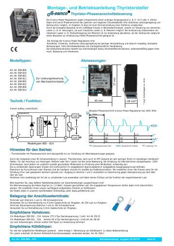 Montage-, und Betriebsanleitung Thyristorsteller - Pohltechnik