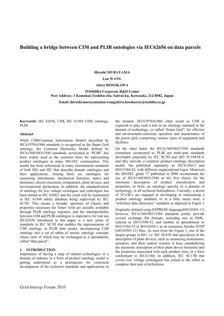 Building a bridge between CIM and PLIB ontologies via IEC62656 ...