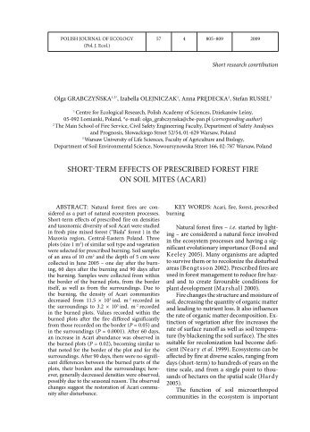 SHORT-TERM EFFECTS OF PRESCRIBED FOREST FIRE ON SOIL ...