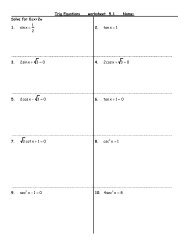 Trig Equations worksheet 5.1 Name: Solve for 0≤x