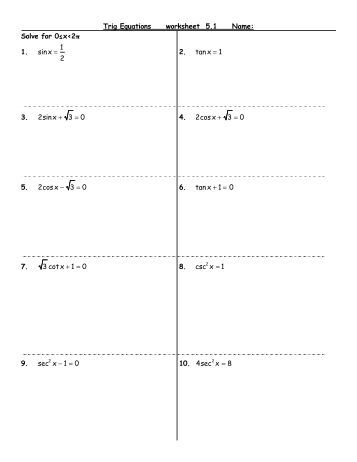 All Worksheets » Trigonometry Worksheets With Solutions  Printable Worksheets Guide for 