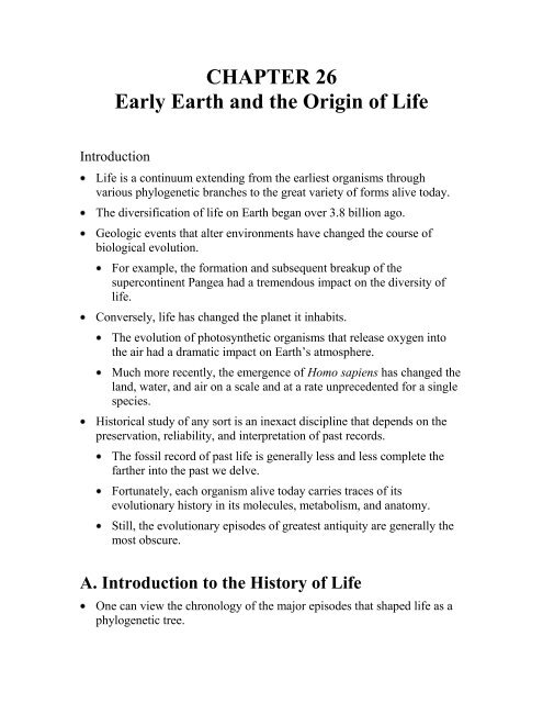 CHAPTER 26 Early Earth and the Origin of Life