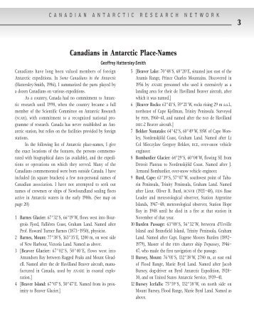 information on Canadians in Antarctic place names