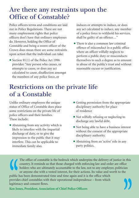 Office of Constable pamphlet - Police Federation